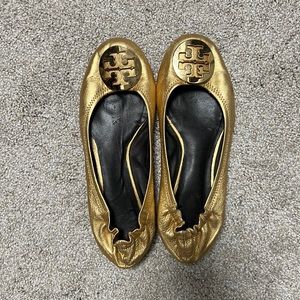 Tory Burch Gold Ballet Flats